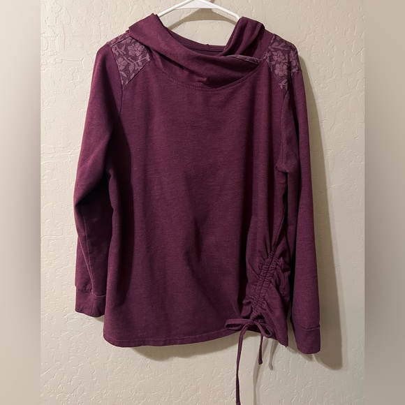 St. John’s Bay | Women’s Hooded Long Sleeve Shirt | Plum Purple | XL - Picture 2 of 3